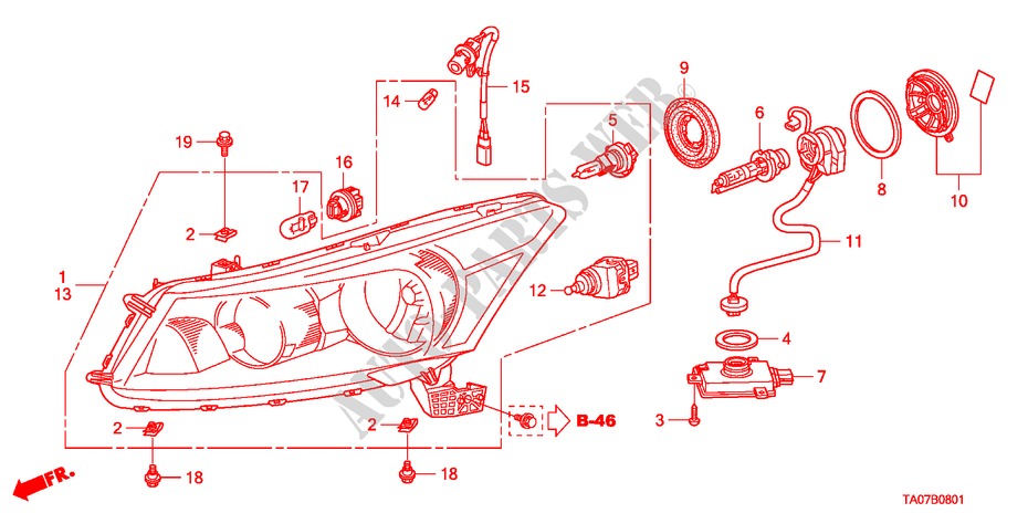 SCHEINWERFER(HID) für Honda ACCORD 3.5 EX 4 Türen 5 gang automatikgetriebe 2011