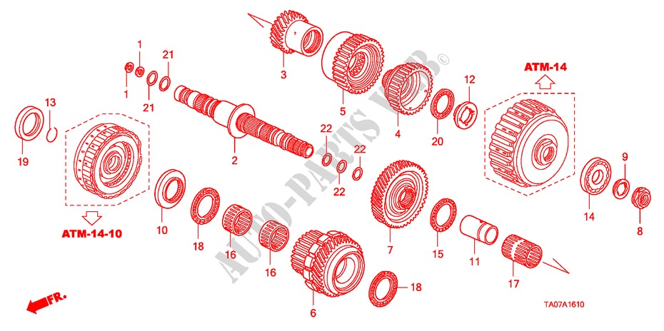 SEKUNDAERWELLE(V6) für Honda ACCORD 3.5 EX 4 Türen 5 gang automatikgetriebe 2011