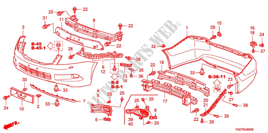 STOSSFAENGER für Honda ACCORD 3.5 EX 4 Türen 5 gang automatikgetriebe 2011