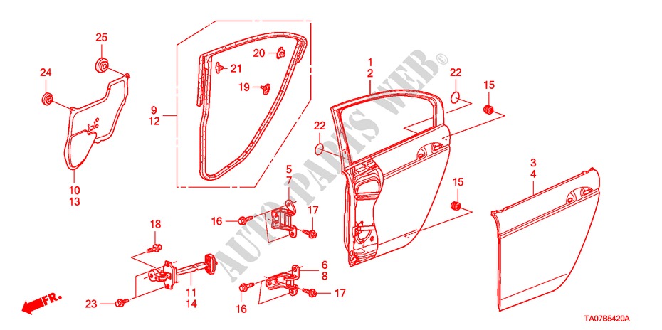 TUERBLECHE, HINTEN für Honda ACCORD 3.5 EX 4 Türen 5 gang automatikgetriebe 2011