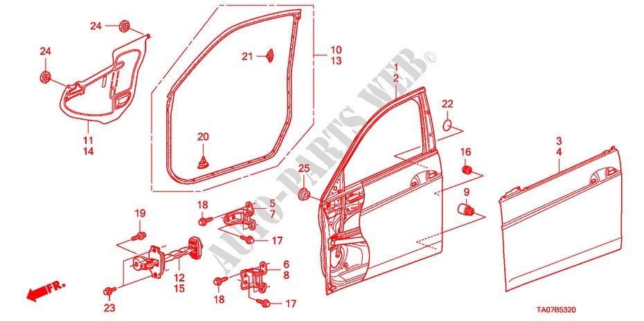 TUERTAFELN, VORNE für Honda ACCORD 3.5 EX 4 Türen 5 gang automatikgetriebe 2011
