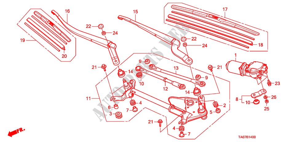 WINDSCHUTZSCHEIBENWISCHER für Honda ACCORD 3.5 EX 4 Türen 5 gang automatikgetriebe 2011