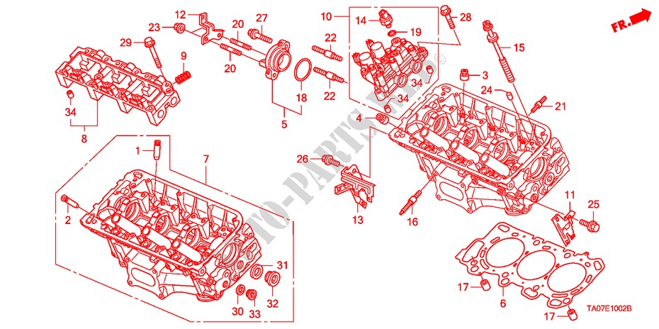 ZYLINDERKOPF, HINTEN(V6) für Honda ACCORD 3.5 EX 4 Türen 5 gang automatikgetriebe 2011