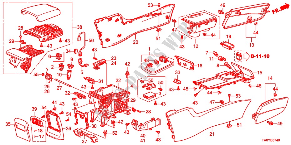 KONSOLE für Honda ACCORD 24LXI 4 Türen 5 gang automatikgetriebe 2012