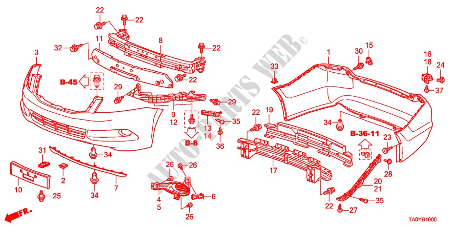 STOSSFAENGER für Honda ACCORD 24EXI 4 Türen 5 gang automatikgetriebe 2012