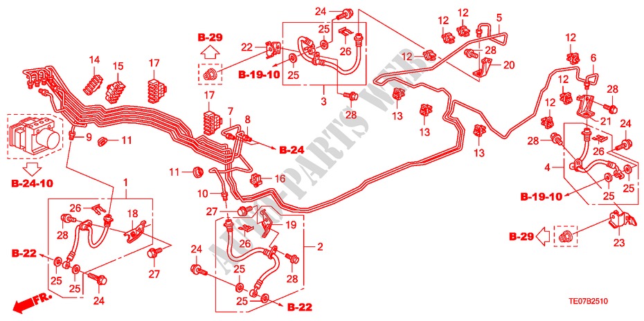 BREMSLEITUNGEN(VSA) für Honda ACCORD V6 EX 2 Türen 5 gang automatikgetriebe 2010