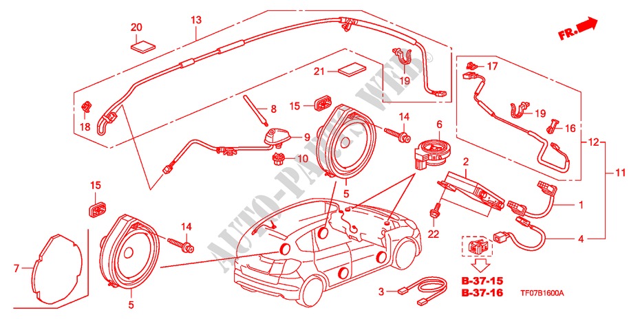 ANTENNE/LAUTSPRECHER für Honda JAZZ 1.2 LSRE 5 Türen 5 gang-Schaltgetriebe 2009
