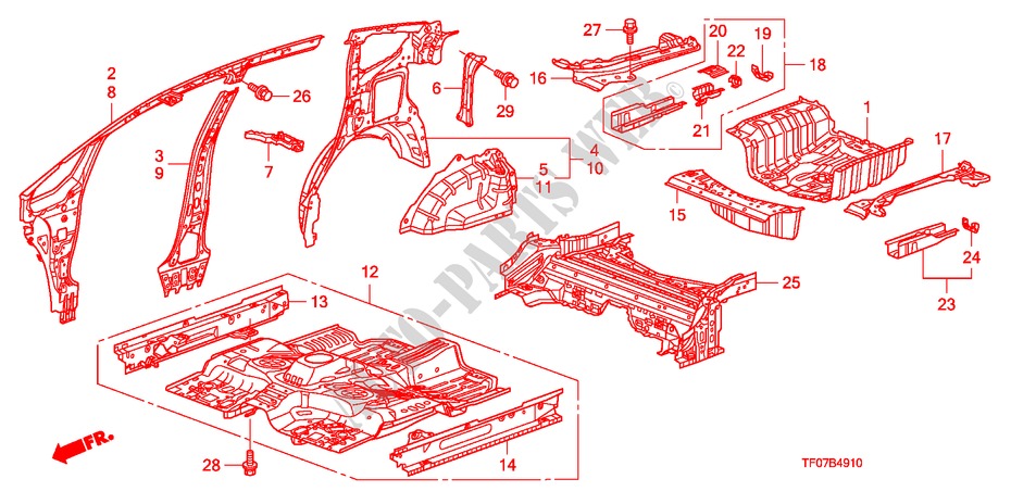 BODEN/INNENBLECHE für Honda JAZZ 1.4 EXHT 5 Türen 5 gang-Schaltgetriebe 2009