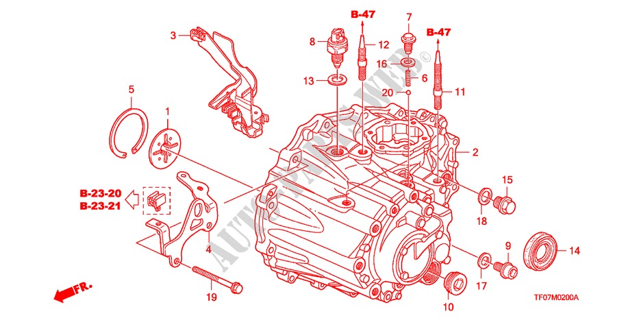 GETRIEBEGEHAEUSE(MT) für Honda JAZZ 1.2 LSRE 5 Türen 5 gang-Schaltgetriebe 2009