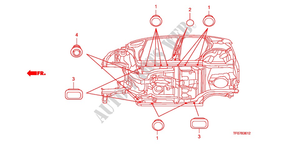 GUMMITUELLE(UNTEN) für Honda JAZZ 1.2 LSRE TEMP TIRE 5 Türen 5 gang-Schaltgetriebe 2009