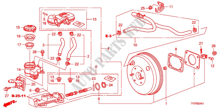 HAUPTBREMSZYLINDER/ MASTER POWER(LH) (2) für Honda JAZZ 1.2 LSE  TEMP TIRE 5 Türen 5 gang-Schaltgetriebe 2009