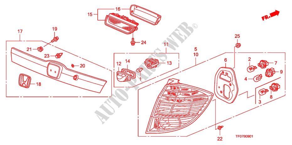 HECKLEUCHTE/KENNZEICHENBELEUCHTUNG (2) für Honda JAZZ 1.4 EXHT 5 Türen 5 gang-Schaltgetriebe 2009
