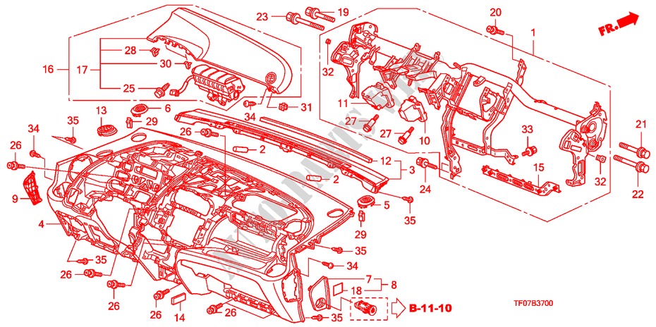 INSTRUMENTENBRETT(LH) für Honda JAZZ 1.2 LSRE TEMP TIRE 5 Türen 5 gang-Schaltgetriebe 2009