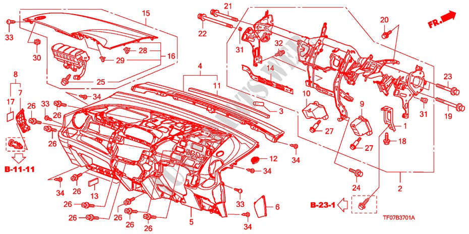 INSTRUMENTENBRETT(RH) für Honda JAZZ 1.4 EX 5 Türen Intelligent Schaltgetriebe 2009