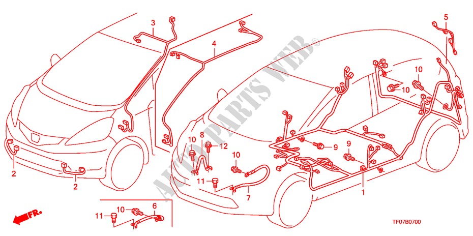KABELBAUM(LH) (1) für Honda JAZZ 1.4 COMF TEMP TIRE 5 Türen 5 gang-Schaltgetriebe 2009