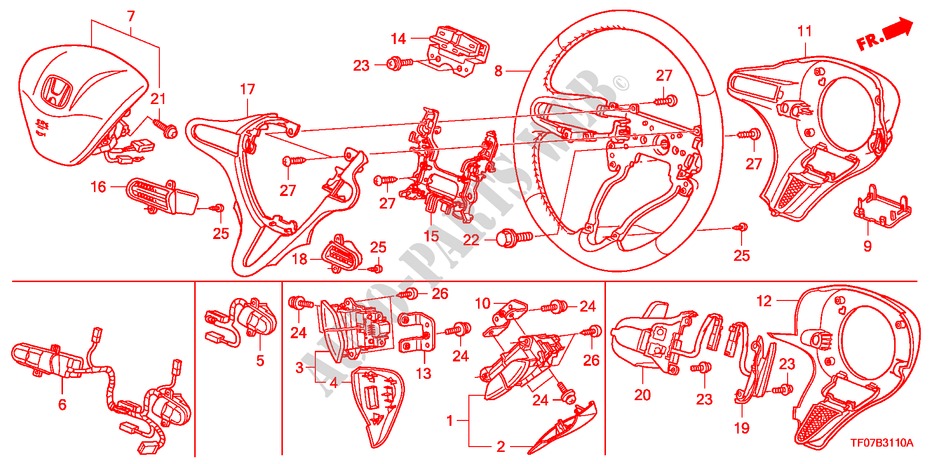 LENKRAD(SRS) für Honda JAZZ 1.2 LSE  TEMP TIRE 5 Türen 5 gang-Schaltgetriebe 2009