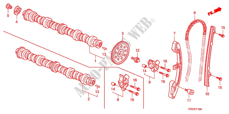 NOCKENWELLE/NOCKENWELLENKETTE für Honda JAZZ 1.4 EXHT 5 Türen 5 gang-Schaltgetriebe 2009