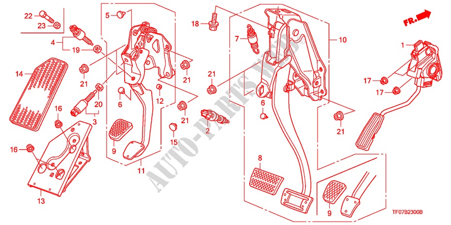 PEDAL(LH) für Honda JAZZ 1.2 LSRE TEMP TIRE 5 Türen 5 gang-Schaltgetriebe 2009