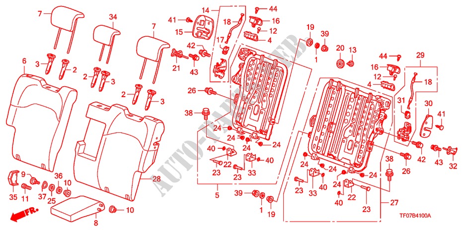 RUECKENLEHNE, HINTEN für Honda JAZZ 1.2 LSRE TEMP TIRE 5 Türen 5 gang-Schaltgetriebe 2009