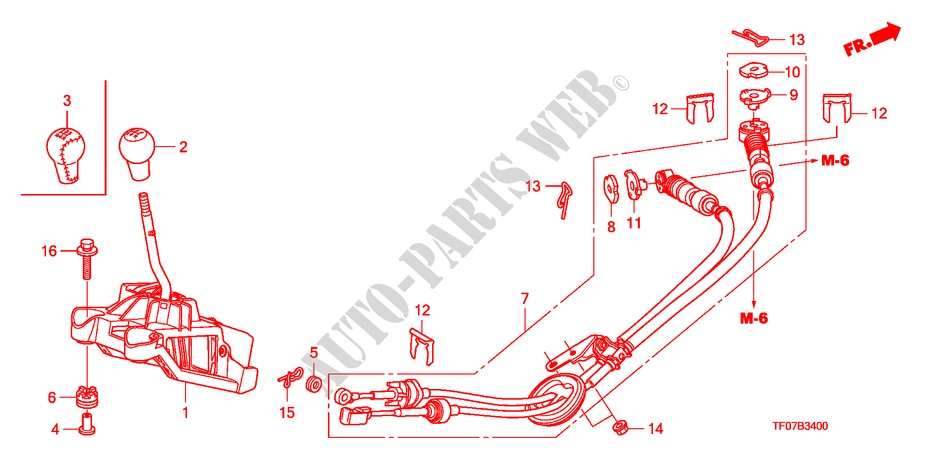 SCHALTHEBEL für Honda JAZZ 1.2 LSE  TEMP TIRE 5 Türen 5 gang-Schaltgetriebe 2009