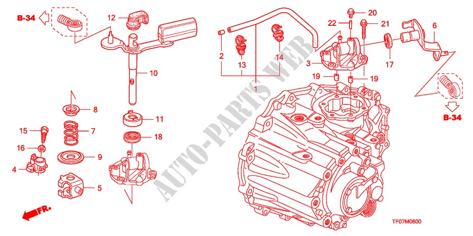 SCHALTHEBEL/SCHALTARM (MT) für Honda JAZZ 1.4 EXHT 5 Türen 5 gang-Schaltgetriebe 2009
