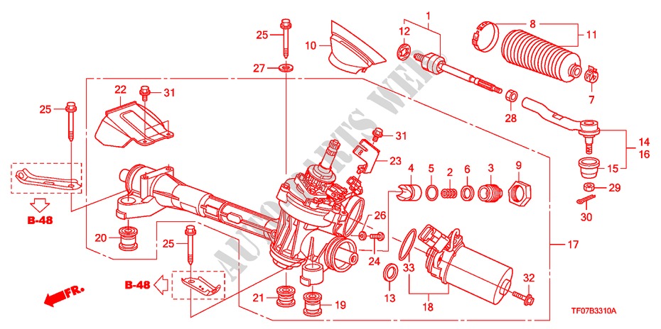 SERVOLENKGETRIEBE(EPS) (LH) für Honda JAZZ 1.2 LSRE TEMP TIRE 5 Türen 5 gang-Schaltgetriebe 2009