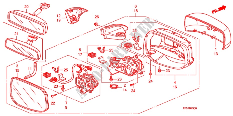 SPIEGEL(FERNBEDIENUNG) für Honda JAZZ 1.2 LSRE TEMP TIRE 5 Türen 5 gang-Schaltgetriebe 2009