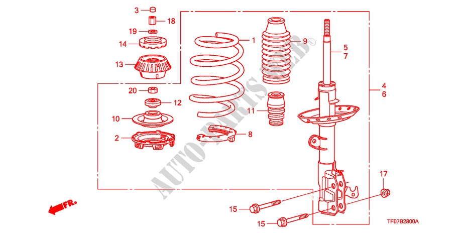 STOSSDAEMPFER, VORNE für Honda JAZZ 1.4 EXHT 5 Türen 5 gang-Schaltgetriebe 2009