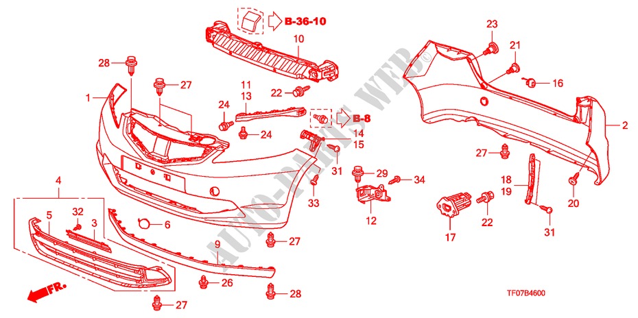 STOSSFAENGER(1) für Honda JAZZ 1.2 LSE  TEMP TIRE 5 Türen 5 gang-Schaltgetriebe 2009