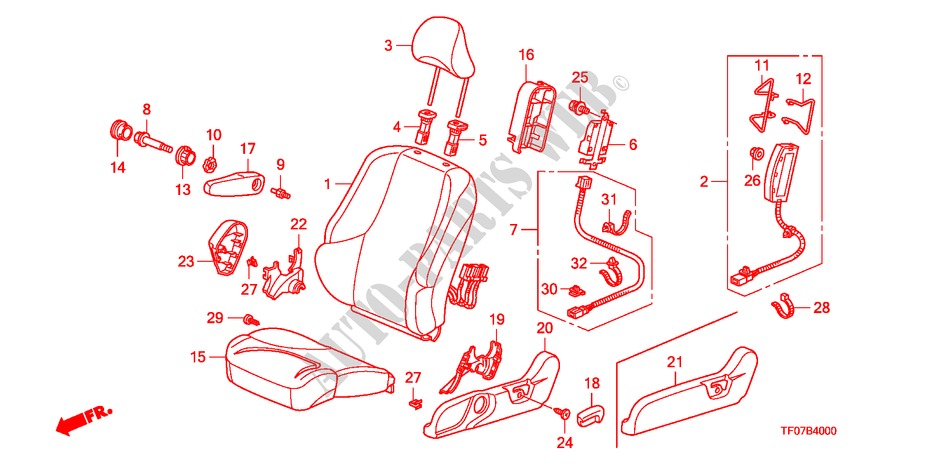 VORDERSITZ(L.) für Honda JAZZ 1.4 EXHT 5 Türen 5 gang-Schaltgetriebe 2009