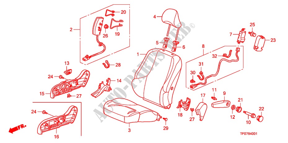 VORDERSITZ(R.) für Honda JAZZ 1.4 COMF TEMP TIRE 5 Türen 5 gang-Schaltgetriebe 2009