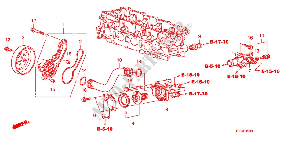 WASSERPUMPE für Honda JAZZ 1.2 LSRE TEMP TIRE 5 Türen 5 gang-Schaltgetriebe 2009