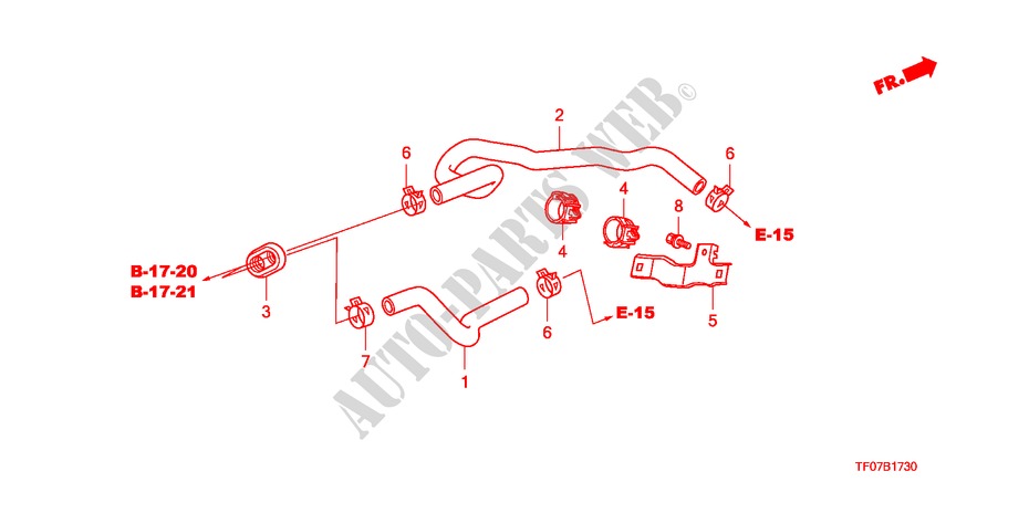 WASSERSCHLAUCH für Honda JAZZ 1.2 LSRE 5 Türen 5 gang-Schaltgetriebe 2009