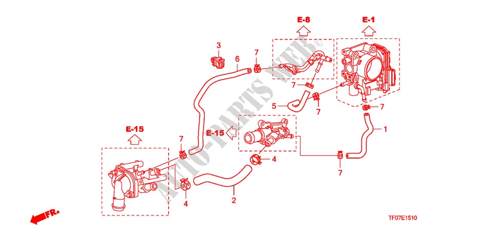 WASSERSCHLAUCH für Honda JAZZ 1.2 LSRE TEMP TIRE 5 Türen 5 gang-Schaltgetriebe 2009