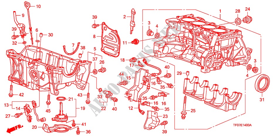 ZYLINDERBLOCK/OELWANNE (1.2L/1.3L/1.4L) für Honda JAZZ 1.2 LSE  TEMP TIRE 5 Türen 5 gang-Schaltgetriebe 2009