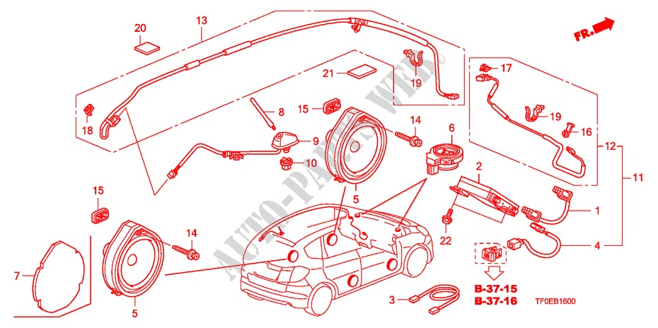 ANTENNE/LAUTSPRECHER für Honda JAZZ 1.2 SE 5 Türen 5 gang-Schaltgetriebe 2010