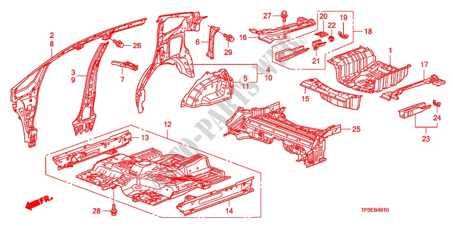 BODEN/INNENBLECHE für Honda JAZZ 1.4 ES 5 Türen 5 gang-Schaltgetriebe 2010
