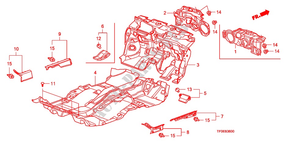 BODENMATTE für Honda JAZZ 1.2 LSE  TEMP TIRE 5 Türen 5 gang-Schaltgetriebe 2010