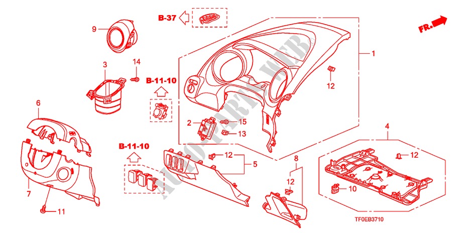 INSTRUMENTENBRETT(FAHRERSEITE)(LH) für Honda JAZZ 1.2 SE 5 Türen 5 gang-Schaltgetriebe 2010