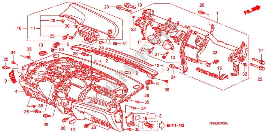INSTRUMENTENBRETT(LH) für Honda JAZZ 1.4 LSH  DAY LIGHT 5 Türen 5 gang-Schaltgetriebe 2010