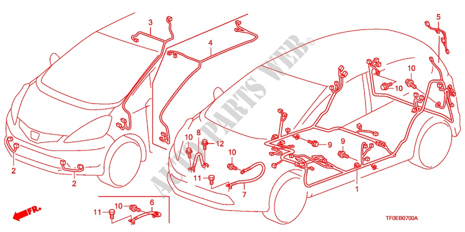 KABELBAUM(LH)(1) für Honda JAZZ 1.2 LSE  TEMP TIRE 5 Türen 5 gang-Schaltgetriebe 2010