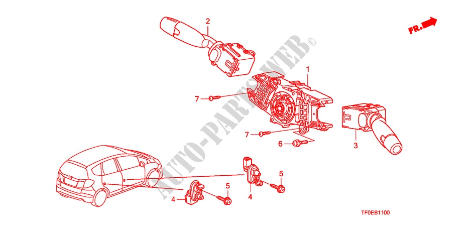KOMBISCHALTER für Honda JAZZ 1.2 SE   TEMP TIRE 5 Türen 5 gang-Schaltgetriebe 2010