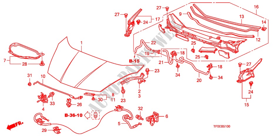 MOTORHAUBE(LH) für Honda JAZZ 1.2 SE   TEMP TIRE 5 Türen 5 gang-Schaltgetriebe 2010