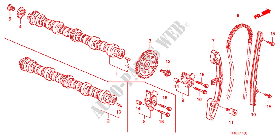NOCKENWELLE/NOCKENWELLENKETTE für Honda JAZZ 1.4 LSH  DAY LIGHT 5 Türen 5 gang-Schaltgetriebe 2010