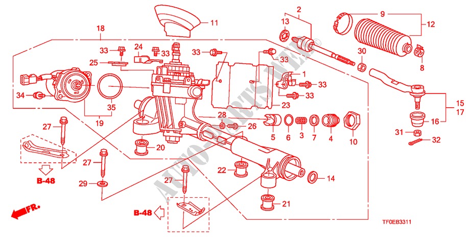 SERVOLENKGETRIEBE(EPS)(RH) für Honda JAZZ 1.4 ES 5 Türen 5 gang-Schaltgetriebe 2010
