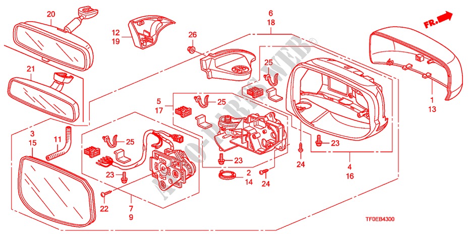 SPIEGEL(FERNBEDIENUNG) für Honda JAZZ 1.2 LSE  TEMP TIRE 5 Türen 5 gang-Schaltgetriebe 2010