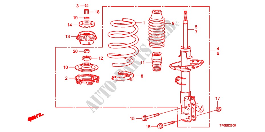 STOSSDAEMPFER, VORNE für Honda JAZZ 1.2 LSE  TEMP TIRE 5 Türen 5 gang-Schaltgetriebe 2010