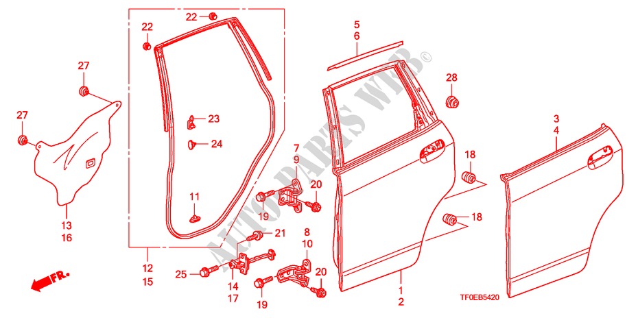 TUERTAFEL, HINTEN für Honda JAZZ 1.2 LSE  TEMP TIRE 5 Türen 5 gang-Schaltgetriebe 2010