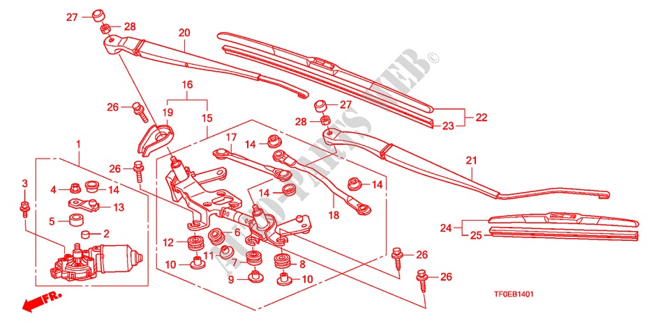 WINDSCHUTZSCHEIBENWISCHER(RH) für Honda JAZZ 1.4 ES 5 Türen 5 gang-Schaltgetriebe 2010