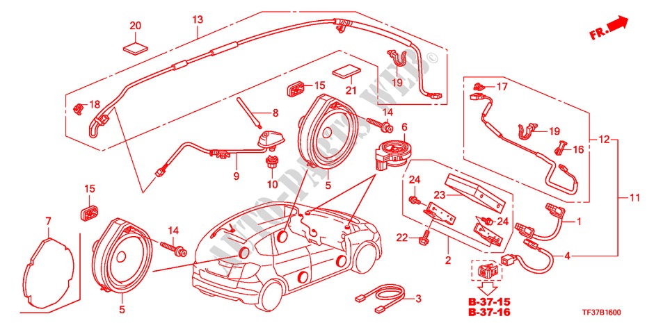 ANTENNE/LAUTSPRECHER für Honda JAZZ 1.3LX 5 Türen 5 gang-Schaltgetriebe 2011